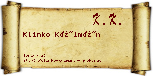 Klinko Kálmán névjegykártya